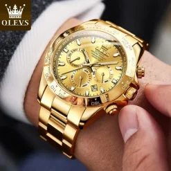 OLEVS Men Mechanical Watch Fashion Business Wristwatch Automatic Self-winding Luminous Calendar Waterproof Steel Watch