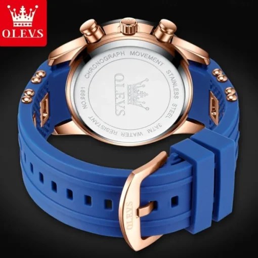 OLEVS Men Quartz Watch Outdoor Sports Fashion Wristwatch Luminous Calendar Chronograph Waterproof Silicone Gel Watch