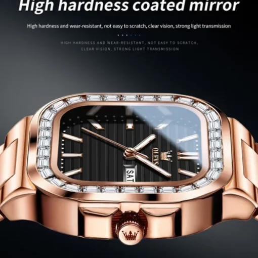 OLEVS Mens Tank Watch Minimalist Diamond Watch Fashion Dress Analog Quartz Mens Watches Rectangular Waterproof Stainless Steel Luminous with Date Watches for Men