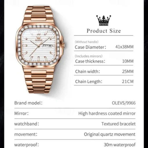 OLEVS Mens Tank Watch Minimalist Diamond Watch Fashion Dress Analog Quartz Mens Watches Rectangular Waterproof Stainless Steel Luminous with Date Watches for Men
