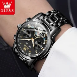 OLEVS TOP Brand Automatic Mechanical Watches Men Luxury Skeleton Flywheel Stainless Steel Waterproof Business Wristwatch 6607