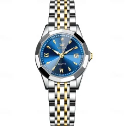 OLEVS Women Men Quartz Watch Minimalist Fashion Casual Wristwatch Luminous Calendar Waterproof Decoration Steel Watch