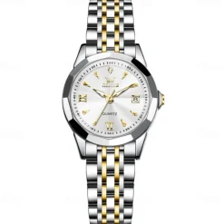 OLEVS Women Men Quartz Watch Minimalist Fashion Casual Wristwatch Luminous Calendar Waterproof Decoration Steel Watch