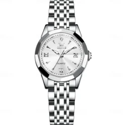 OLEVS Women Men Quartz Watch Minimalist Fashion Casual Wristwatch Luminous Calendar Waterproof Decoration Steel Watch