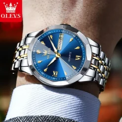 OLEVS Women Men Quartz Watch Minimalist Fashion Casual Wristwatch Luminous Calendar Waterproof Decoration Steel Watch