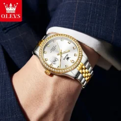 OLEVS Women Men Quartz Watch Minimalist Fashion Casual Wristwatch Luminous Calendar Waterproof Decoration Steel Watch