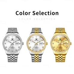 OLEVS Women Men Quartz Watch Minimalist Fashion Casual Wristwatch Luminous Calendar Waterproof Decoration Steel Watch