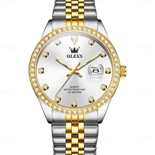 OLEVS Women Men Quartz Watch Minimalist Fashion Casual Wristwatch Luminous Calendar Waterproof Decoration Steel Watch