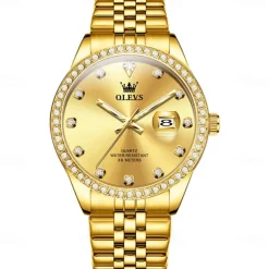 OLEVS Women Men Quartz Watch Minimalist Fashion Casual Wristwatch Luminous Calendar Waterproof Decoration Steel Watch