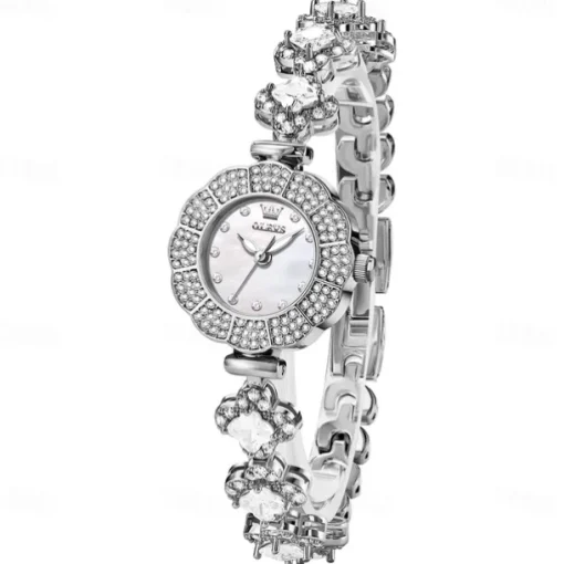 OLEVS Women Quartz Watch Creative Minimalist Fashion Wristwatch Waterproof Decoration Stainless Steel Watch