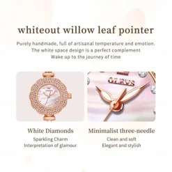 OLEVS Women Quartz Watch Creative Minimalist Fashion Wristwatch Waterproof Decoration Stainless Steel Watch