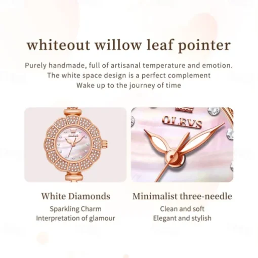 OLEVS Women Quartz Watch Creative Minimalist Fashion Wristwatch Waterproof Decoration Stainless Steel Watch