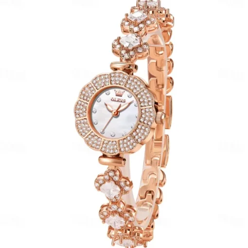 OLEVS Women Quartz Watch Creative Minimalist Fashion Wristwatch Waterproof Decoration Stainless Steel Watch