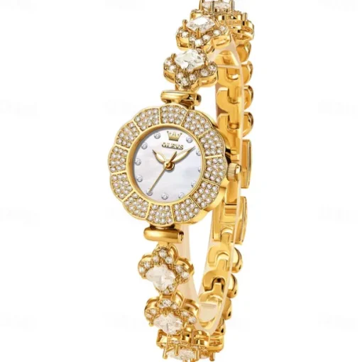 OLEVS Women Quartz Watch Creative Minimalist Fashion Wristwatch Waterproof Decoration Stainless Steel Watch