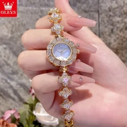 OLEVS Women Quartz Watch Creative Minimalist Fashion Wristwatch Waterproof Decoration Stainless Steel Watch