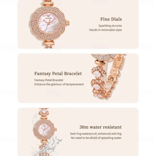OLEVS Women Quartz Watch Creative Minimalist Fashion Wristwatch Waterproof Decoration Stainless Steel Watch
