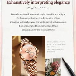 Olevs Women Steel Band Watch Decorative Luminous Simple Leisure Quartz Watch Waterproof Sports Diamond-Set Women Wristwatch
