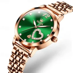 Olevs Women Steel Band Watch Decorative Luminous Simple Leisure Quartz Watch Waterproof Sports Diamond-Set Women Wristwatch