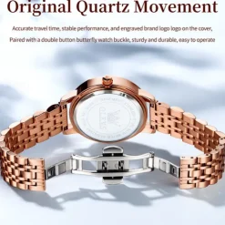 Olevs Women Steel Band Watch Decorative Luminous Simple Leisure Quartz Watch Waterproof Sports Diamond-Set Women Wristwatch