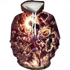 One Piece Film: Red Monkey D. Luffy Portgas·D· Ace Hoodie Cartoon Manga Anime 3D Front Pocket Graphic For Couple's Men's Women's Adults' 3D Print