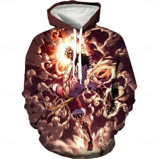 One Piece Film: Red Monkey D. Luffy Portgas·D· Ace Hoodie Cartoon Manga Anime 3D Front Pocket Graphic For Couple's Men's Women's Adults' 3D Print