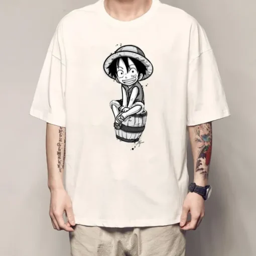 One Piece Monkey D. Luffy T-shirt Anime Cartoon Anime Classic Street Style For Couple's Men's Women's Adults' Hot Stamping