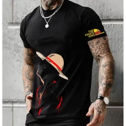 One Piece Monkey D. Luffy T-shirt Anime Cartoon Anime 3D Classic Street Style For Couple's Men's Women's Adults' 3D Print