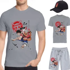One Piece Monkey D. Luffy T-shirt Shorts Baseball Cap Print Graphic For Men's Adults' Hot Stamping Casual Daily