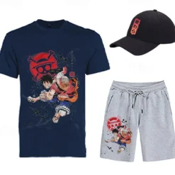 One Piece Monkey D. Luffy T-shirt Shorts Baseball Cap Print Graphic For Men's Adults' Hot Stamping Casual Daily