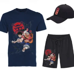 One Piece Monkey D. Luffy T-shirt Shorts Baseball Cap Print Graphic For Men's Adults' Hot Stamping Casual Daily