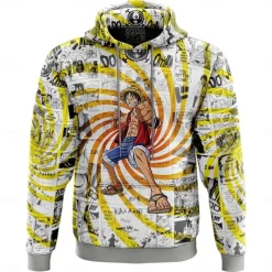 One Piece Monkey D. Luffy Luffy Gear 5 Hoodie Pullover Anime 3D Front Pocket Graphic For Couple's Men's Women's Adults' Halloween Carnival Masquerade 3D Print Party Casual Daily