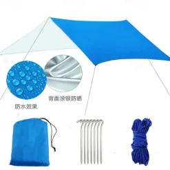 One Piece of Outdoor Multifunctional Square Canopy, Sun Protection Beach Canopy, Sunshade, Light Silver-Coated Floor Mat