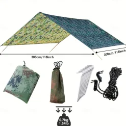 One Piece of Outdoor Multifunctional Square Canopy, Sun Protection Beach Canopy, Sunshade, Light Silver-Coated Floor Mat