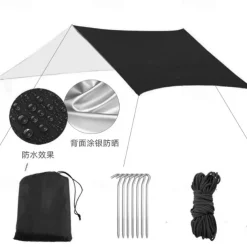 One Piece of Outdoor Multifunctional Square Canopy, Sun Protection Beach Canopy, Sunshade, Light Silver-Coated Floor Mat
