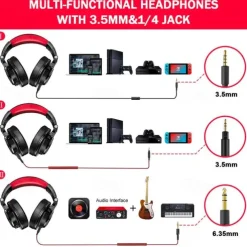 Oneodio A71 Wired Over Ear Headphone With Mic Studio DJ Headphones Professional Monitor Recording & Mixing Headset For Gaming