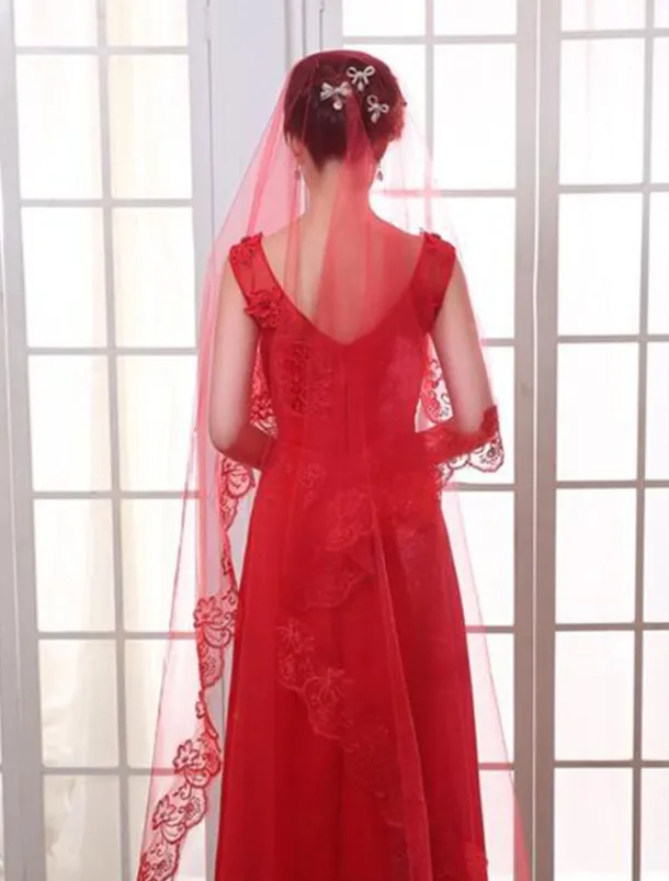 One-tier Classic Style / Lace Wedding Veil Chapel Veils with Solid / Pattern POLY / Lace