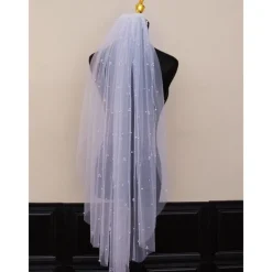 One-tier Comtemporary / Stylish Wedding Veil Elbow Veils with Faux Pearl Tulle