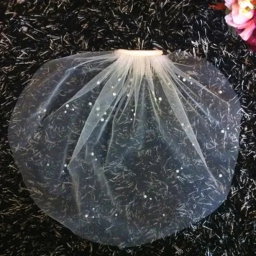 One-tier Cut Edge Wedding Veil Blusher Veils / Veils for Short Hair / Birdcage Veils with Pearl Tulle