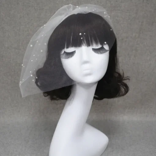 One-tier Cut Edge Wedding Veil Blusher Veils / Veils for Short Hair / Birdcage Veils with Pearl Tulle