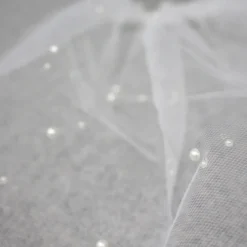 One-tier Cut Edge Wedding Veil Blusher Veils / Veils for Short Hair / Birdcage Veils with Pearl Tulle