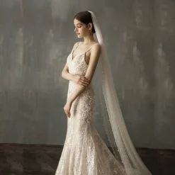 One-tier Elegant & Luxurious Wedding Veil Cathedral Veils with Faux Pearl 78.74 in (200cm) Tulle / Angel cut / Waterfall dress to impress