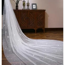 One-tier Luxury Wedding Veil Cathedral Veils with Solid Tulle