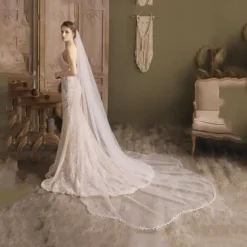 One-tier Pearls / Classic & Timeless / Elegant & Luxurious Wedding Veil Cathedral Veils with Faux Pearl / Appliques 118.11 in (300cm) Lace / Tulle