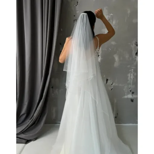 One-tier Stylish / Simple Wedding Veil Chapel Veils with Beading Tulle