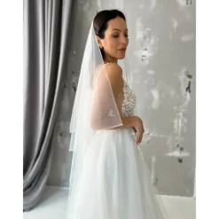 One-tier Stylish / Simple Wedding Veil Chapel Veils with Beading Tulle