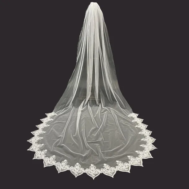 One-tier Vintage Inspired / Sweet Wedding Veil Cathedral Veils with Appliques 59.06 in (150cm) Lace