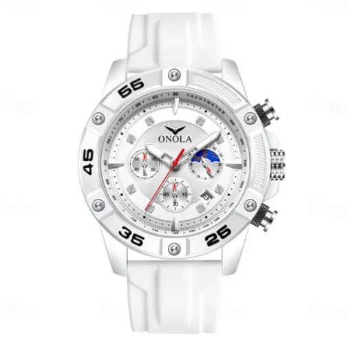 ONOLA Men Quartz Watch Sports Fashion Casual Wristwatch Luminous Calendar Waterproof Decoration Silicone Watch