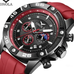 ONOLA Men Quartz Watch Sports Fashion Casual Wristwatch Luminous Calendar Waterproof Decoration Silicone Watch