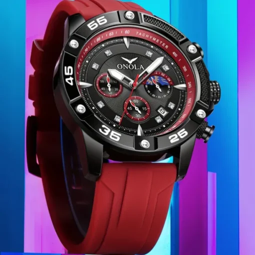 ONOLA Men Quartz Watch Sports Fashion Casual Wristwatch Luminous Calendar Waterproof Decoration Silicone Watch