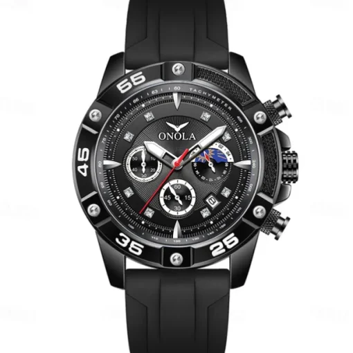 ONOLA Men Quartz Watch Sports Fashion Casual Wristwatch Luminous Calendar Waterproof Decoration Silicone Watch